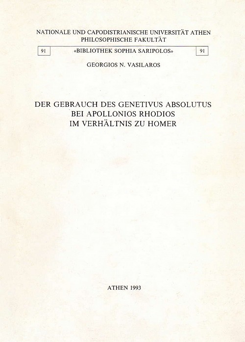 Der Gebrauch des Genetivus absolutus bei Apollonios Rhodios im Verhaltnis zu Homer